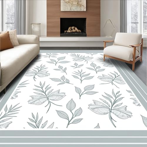 Design&I Flatwoven Area Rug 6x9 ft, Scandinavian Floral Scrollwork with