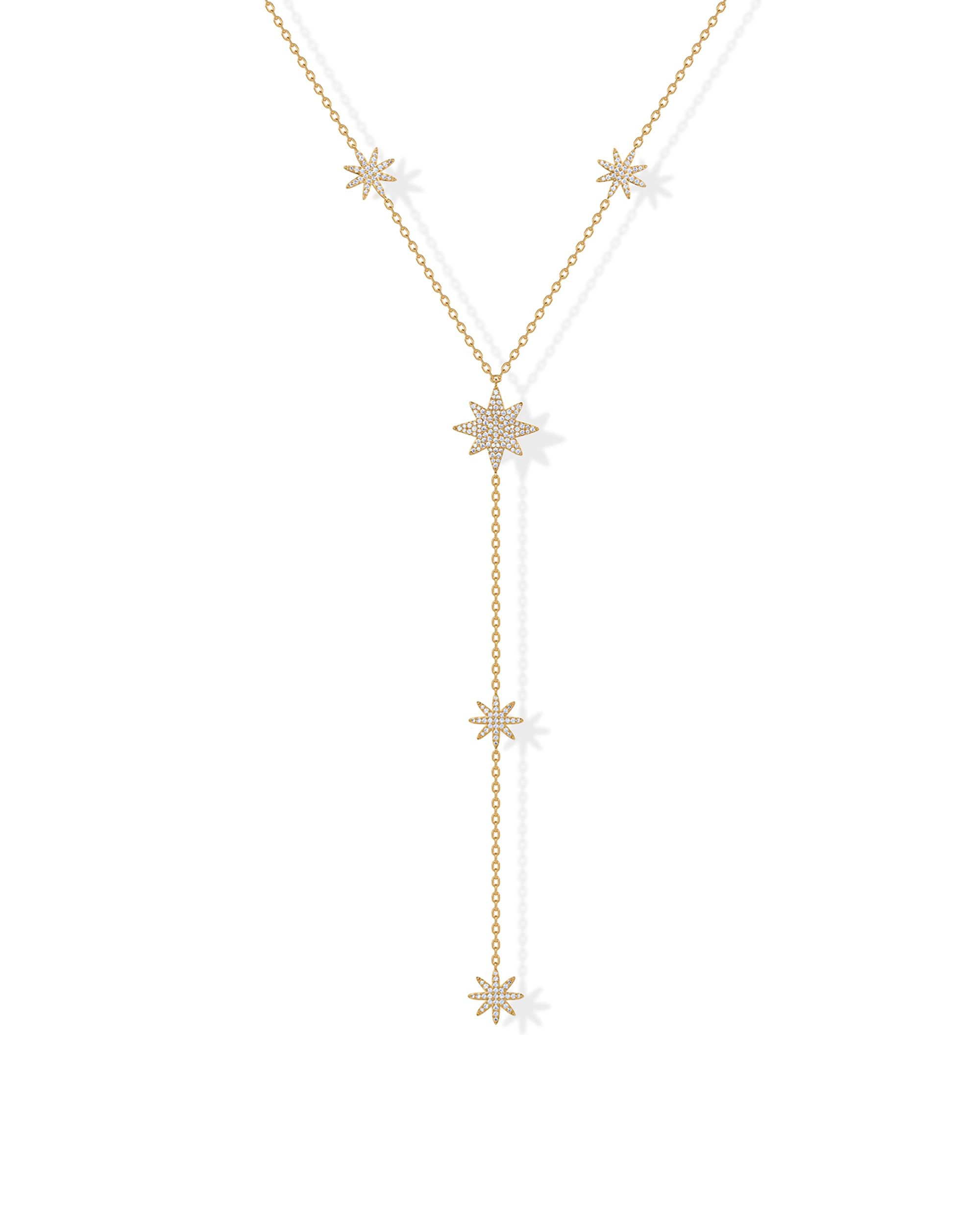PAVOI 14K Gold Plated Lariat Necklace for Women | Star Celestial Cubic Zirconia Pendant Necklace