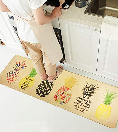 Wolala Home Natural Rubber Non-Slip Kitchen Rug and Carpet Fruit Pineapple Comfortable Resist