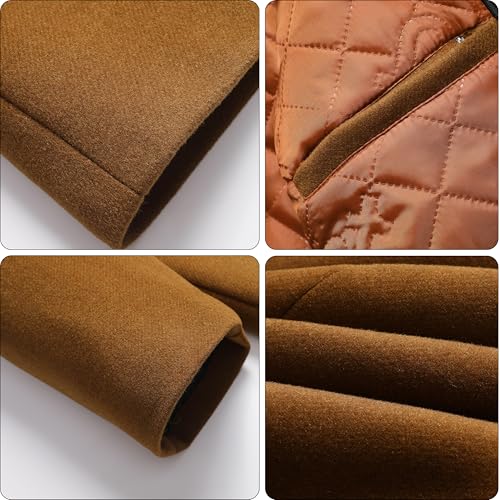 Image of PRIJOUHE Men's Wool Coat Hoodie Long Trench Coat Cotton Casual Woollen Overcoat Jacket
