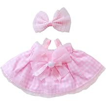 niannyyhouse 10cm-15cm 20cm Plush Doll Clothes Headdress Dress Stuffed Toy Dressup Compatible with 17cm Labubu Doll Pink, 10cm-15cm