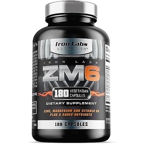 Iron Labs ZM6 - High Strength Zinc and Magnesium Supplement - 180 Vegetarian Capsules (3 Month Supply) - Super Enhanced Zinc Magnesium Aspartate and B6 Complex Cover