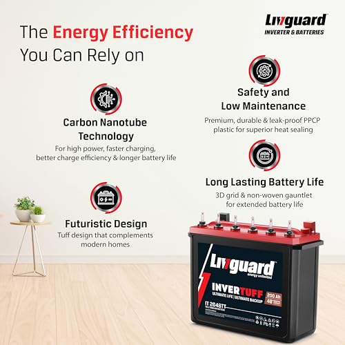 Image of Livguard IT 2048TT |Tall Tubular Inverter Battery |200 Ah |48 Months Warranty | Reliable Backup for Home, Office and Shop