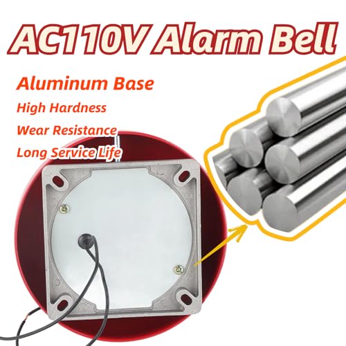 Image of Fire Alarm Bell, Fire Alarms, 110V Metal Alarm Bell, CB‑6B 95dB Metal Electric Round Alarm Bell, Security Alarm Bell, for School Elevators Industrial