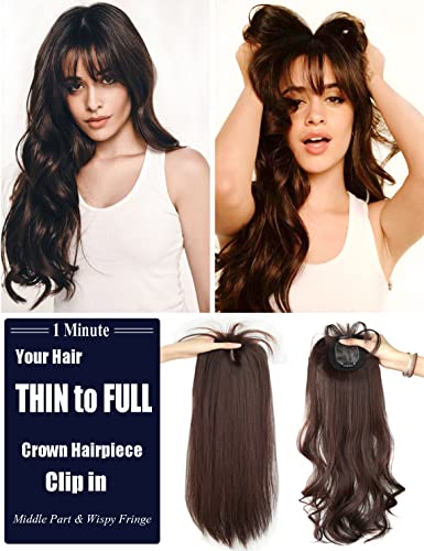 50 cm de comprimento, sem costura, aparência natural, clipe no cabelo com extensão de franja lateral