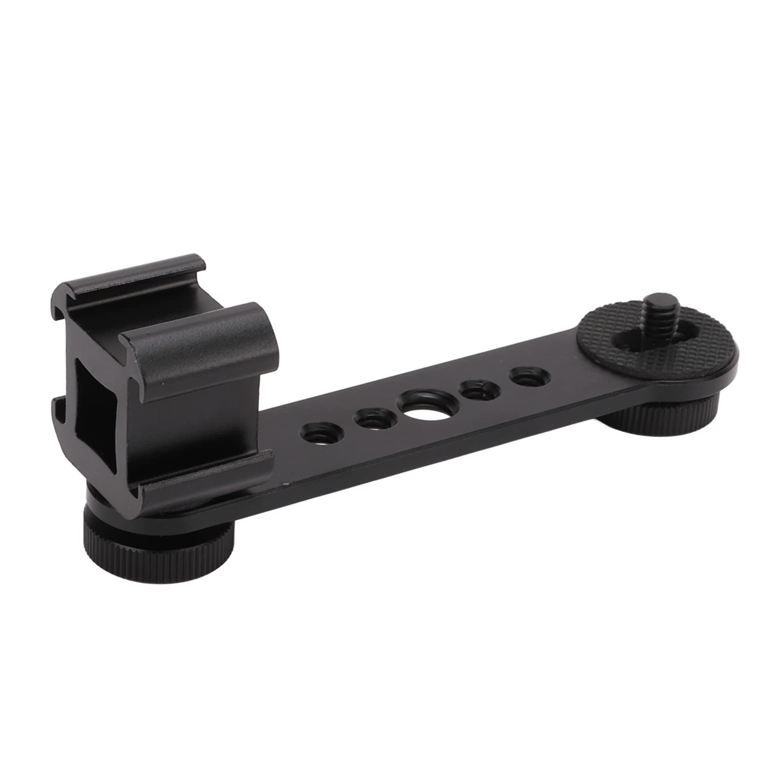 GOTOTOP Triple Cold Shoe Mount Plate, Aluminium Alloy Microphone Stand Mount Adapter for Tripod Monopod Stabilizer,for Photography, Vlogs, Interviews (Black)