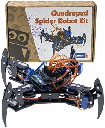 robotistan - Electronic Uno Quadruped (4-Legged) Spyder Robot - Electronic Parts Inside - Suitable for Maker Projects and Electronics - Compatible with Arduino