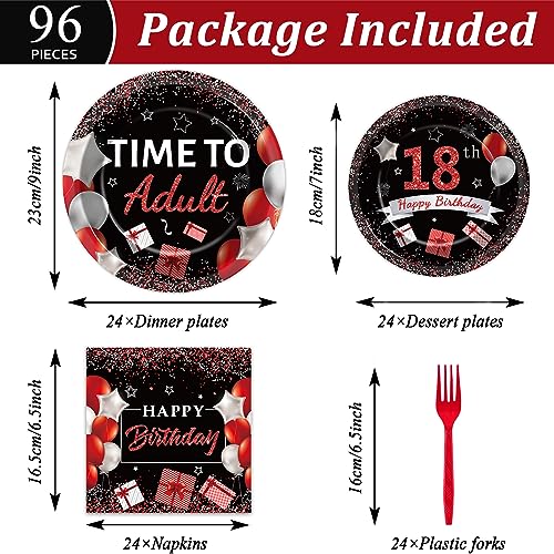 Image of gisgfim 96Pcs 18th Birthday Party Supplies Paper Plates Napkins Party Decor