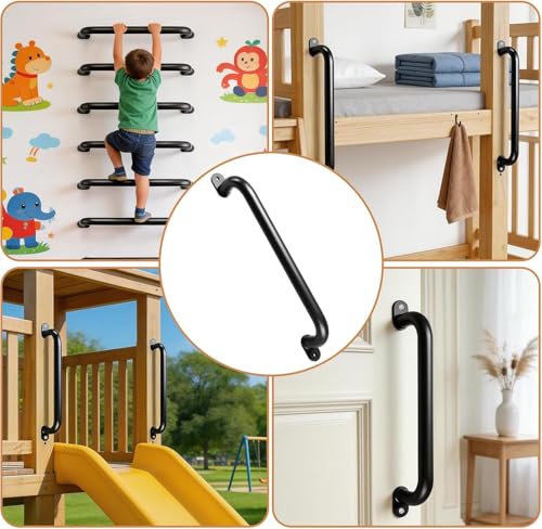 Image of 48cm Long Metal Playground Safety Handle Monkey Bars for Kids Backyard (Pack of 4), Jungle Gym for Indoor Outdoor Playground Playset Handle Accessories for Playhouse, Red
