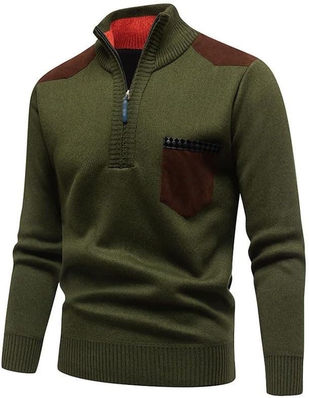 Stand Collar Half Zipper Sweater Pullover Jacket Men's Casual Knit Sweaters Gray