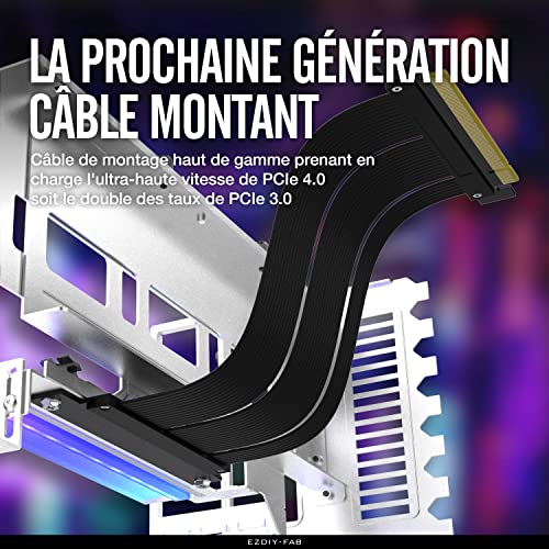 EZDIY-FAB Soporte de montaje GPU PCIe 4.0 con LED ARGB 5V 3 pines, kit de soporte para tarjeta de video VGA con cable Riser PCIe 4.0 X16 Gen4 17 cm/6.69 Pulgadas ángulo recto de 90 grados - Blanco - imagen 3