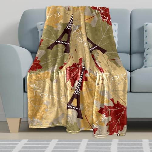 Plaid couverture microfibre douce motif feuille d'érable jeté de canapé 150x130