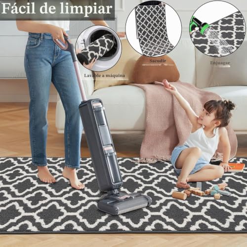 Alfombra pasillo moderna gris 60x180cm lavable corredor 8