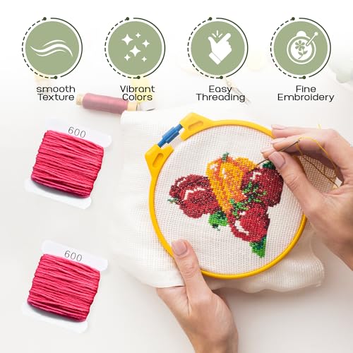 Image of Embroidery Floss Kit and Refills - Cotton Threads - DMC Color Coding for Cross Stitch, String Crafts, Friendship Bracelets