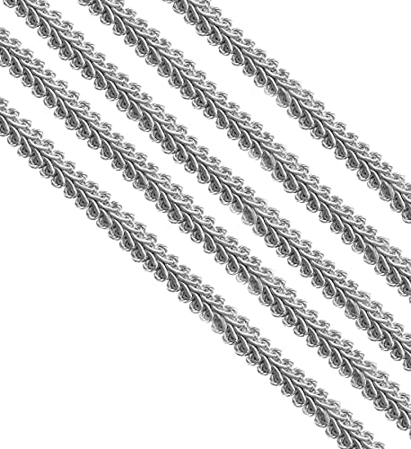 Kyezi Design and Craft 1/2 inch Gimp Trim, 13mm Gimp Braided Trim, Gimp Cord, DIY Braided Cord for Sewing Home Decoration Costume (Silver/Light Grey, 5 Yards)