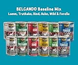 Belcando Baseline Nassfutter Mix 6x400g – Alle 6 Sorten im Paket: Forelle, Huhn, Lamm, Rind, Truthahn, Wild mit Ente – Alleinfutter für ausgewachsene Hunde – ohne Soja & künstliche Zusatzstoffe