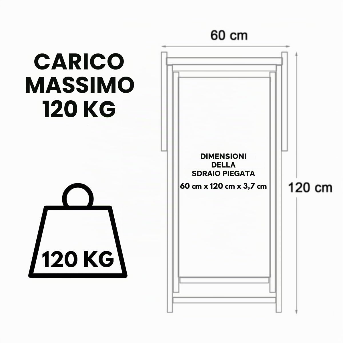 Set di 2 sedie a sdraio pieghevoli – sdraio da giardino pieghevole fino a 120 kg, legno di faggio – schienali regolabili a 3 livelli