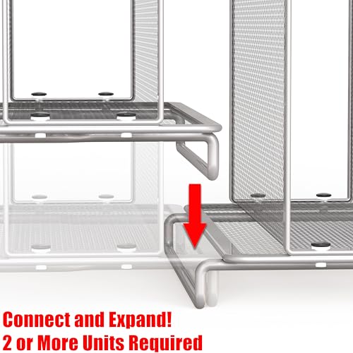 Image of SimpleHouseware Expandable 5 Section Upright File Sorter Organizer, Silver