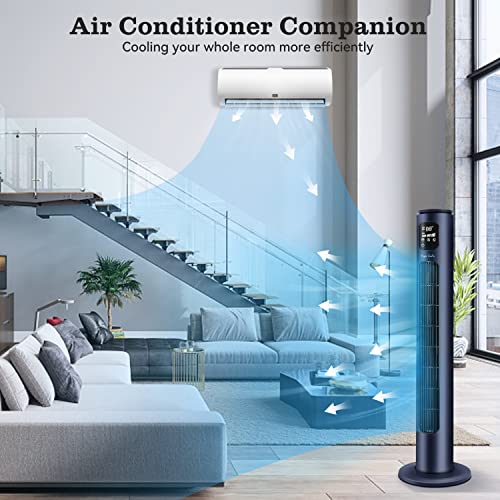 Taylor Swoden Tower Fan With Remote, Oscillating Quiet Standing Bladeless Fans, 40” Portable Powerful Floor Fan Cooling For Home, Bedroom, Living Room, Office, 3 Modes 3 Speed Setting 24H Timer #TOP4