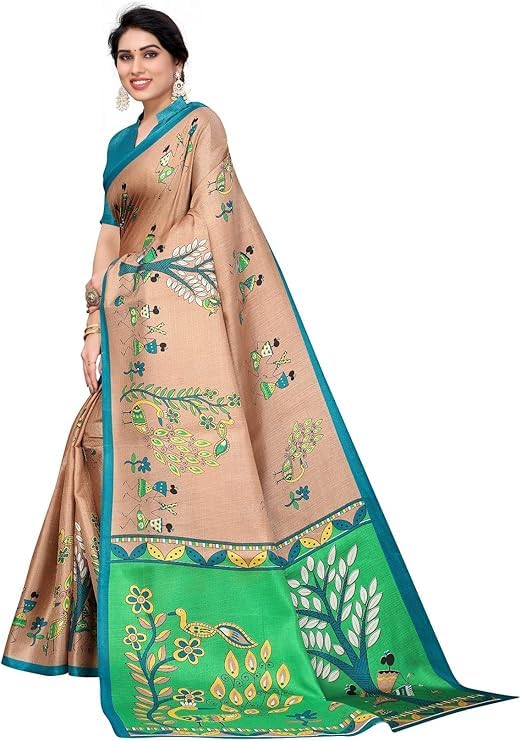 Sari de seda artística con blusa sin coser pack de 2 prendas mujer 5