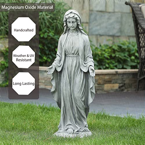 Luxenhome Virgin Mary Statue, 30'' Religious Garden Statue, Angel Figurines Large Garden Statues, Mary Statue, Outdoor Statue, Garden Sculptures, Outdoor Garden Decorations, Goddess Statue, Gray #TOP3