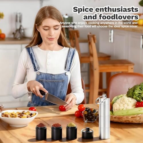 Mini Salzstreuer für Unterwegs, 2 Stück, Aluminium, Wasserdicht, mit Deckel, für Camping Picknick BBQ Reise