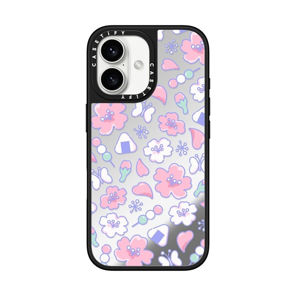 CASETiFY ミラー MagSafe対応 iPhone 16 ケース [反射性 / 1.5mからの落下試験をクリア (MIL規格1倍相当) / ワイヤレス充電およびMagsafe対応] - Anime Sakura - クリア ブラック