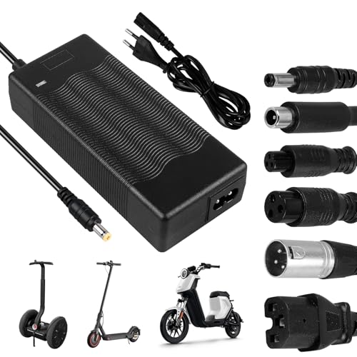 Chargeur Trotinette Electrique 42V 2A avec 6 Connecteurs pour Batterie 36V - Compatible Scooter Électrique, Hoverboard, Monocycle, Planche à Dérive, Xiaomi...