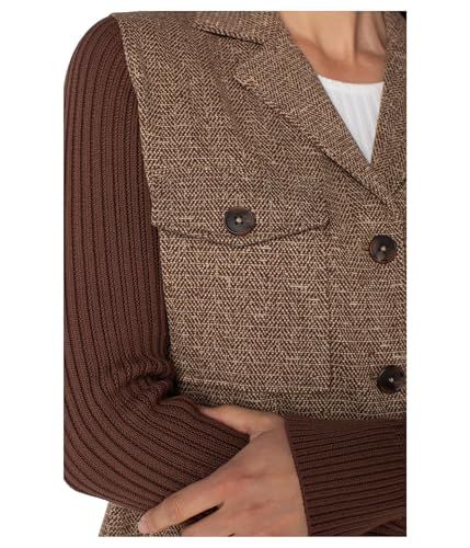 Liverpool Women's Herringbone Shacket W/Sweater Sleeves3