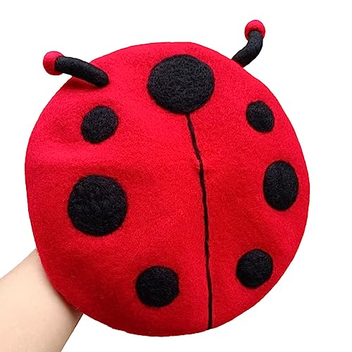 Wool Felt Beret Fun Men Women Ladybug Caps Holiday Festival Party Hat3