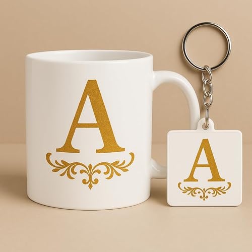 Choicecases A Alphabet Coffee Mug with Matching Keychain | P...