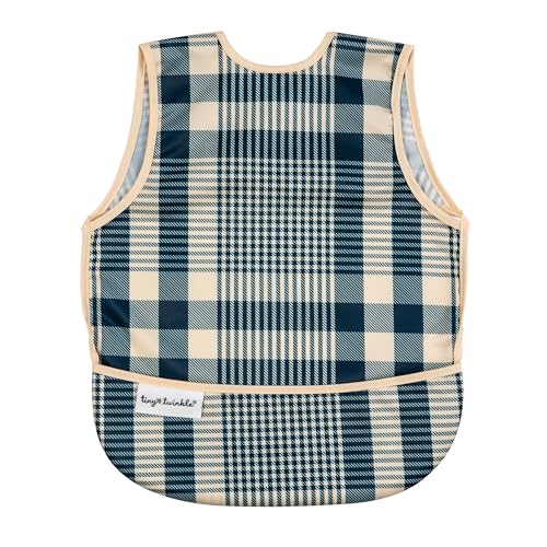 Image of Tiny Twinkle Mess Proof Baby Bib for Girls | Waterproof Toddler Bib for Eating | Baby Apron for Feeding | Machine Washable | Perfect Shower Gift (Gingham, 6-24M)