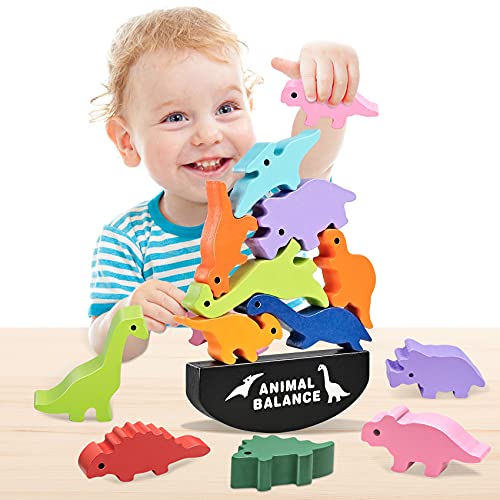 GIFT4KIDS Boys Toys Age 2-5 Year Old, Dinosaur Stacking Toys Wooden Blocks for Kids Boys Toys for 2-4 Year Old Boys Gifts for 2-5 Year Old Boys Christmas Birthday Gifts Toys for Toddlers Boys Toys