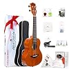AKLOT Concert ukelele 23 inch massief mahonie Uke voor professionele speler met ukelele-beginnersset (Gigbag, Plectrums, Tuner, Riem, String, Poetsdoek, Startershandleiding)