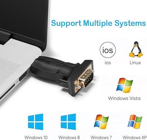 Miniatura 6 de OIKWAN Adaptador USB a RS232 con chip FTDI, convertidor USB a DB9 Serial Hembra Compatible con Windows 10, 8.1, 8, 7, Vista, XP, Linux y Mac OS X