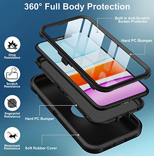 Aimoll-88 for iPhone 11 Case, with Built in Screen Protector Heavy Duty Drop Protection, Full Body Rugged Shockproof Dust Proof 3- Layer Tough Protective Phone Cover for Apple iPhone 11 Black by Aimoll-88 - Image 2