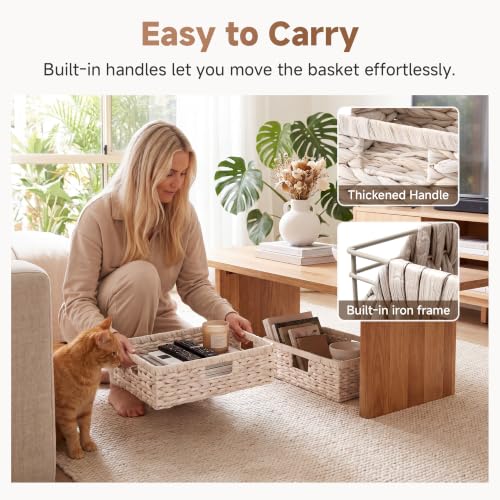 Image of StorageWorks Large Wicker Storage Baskets for Shelves, White Baskets,1-Pack