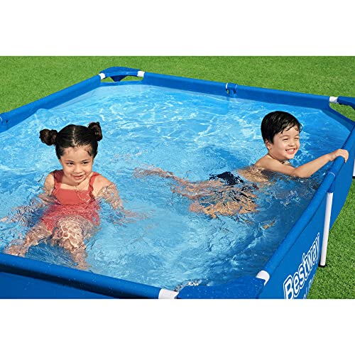 Bestway Steel Pro 87 Inch X 59 Inch X 17 Inch Rectangular Metal Frame Above Ground Outdoor Backyard Swimming Pool, Blue (Pool Only) #TOP3