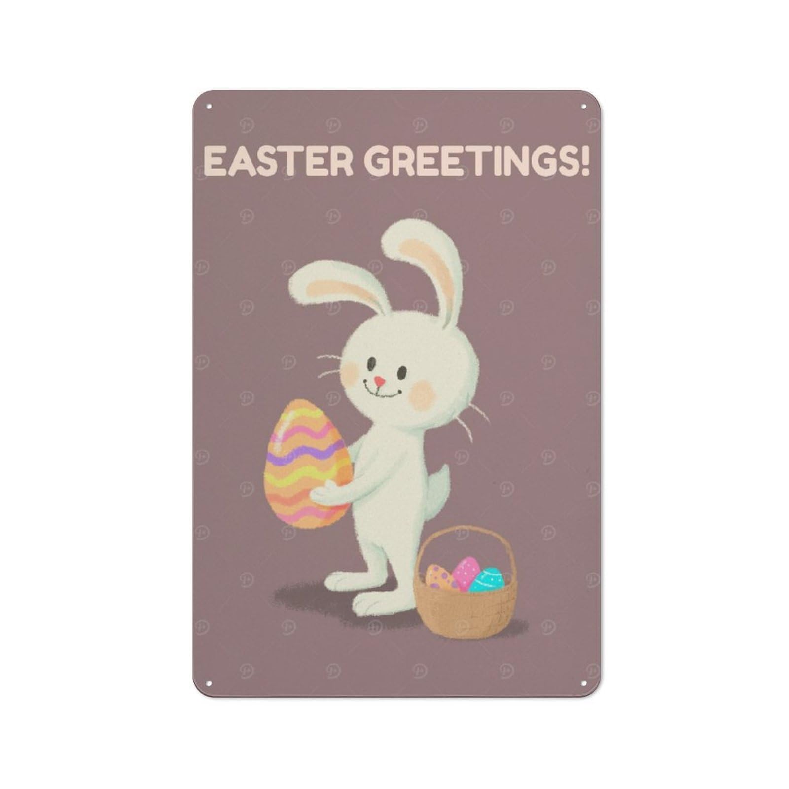 Junmoney Style-3 Smart Office Metal Sign 30X20cm Featuring Easter Bunny With Eggs, Study Room Decor For Workspace, Cafe, Shop Or Desk Area