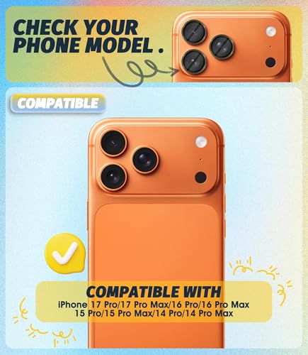 Image of (3 Sets) Orzero Camera Lens Protector Compatible for iPhone 17 Pro&17 Pro Max&16 Pro&16 Pro Max&15 Pro&15 Pro Max&14 Pro&14 Pro Max, [EZ Install] [Case-Friendly] 9H Tempered Glass CD Pattern Lens