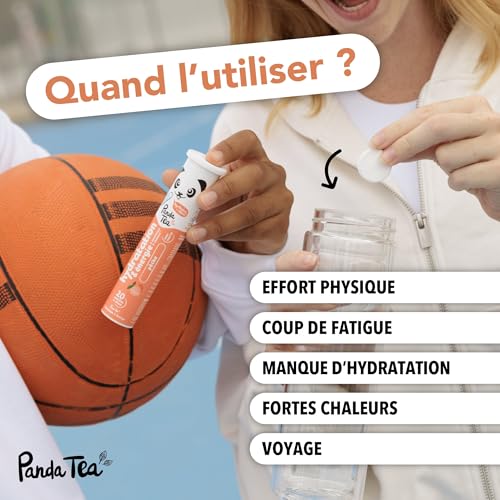 Panda Tea - Hydratation & Énergie - Pêche - 20 Pastilles sans sucre - Electrolyte Ultra Hydratation - Idéale pour le Sport et le Quotidien – vue 3