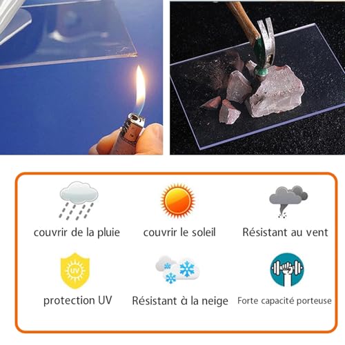 ZXCVASDF Pensilina tettoia,pensilina da Esterno,Tendalino for Finestra,pensiline for Esterno,tendalino Ingresso Anteriore, Base in Acciaio al Carbonio,con Grande Lavello(80x210cm/32x83in) - 8