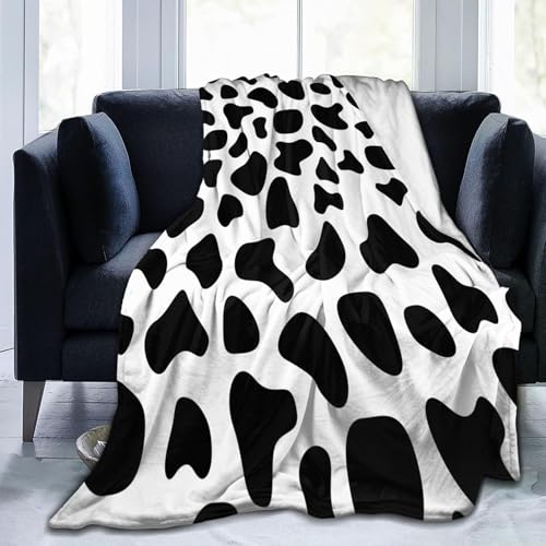 okoikfc Couverture Polaire Noir Et Blanc 3D Imprimée, Plaid Polaire Imprimé Vache Couverture 70 x 100 cm 1 Personne en Flanelle Doux et Chaude pour Canape...