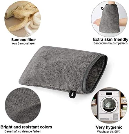 PHOGARY Pack of 10 Microfibre Body Wash Mitts, Soft Face Cleansing Mitts, Bath SPA Terry Cloth, Reusable Makeup Remover Mitt Gloves, 15x21 cm, Grey