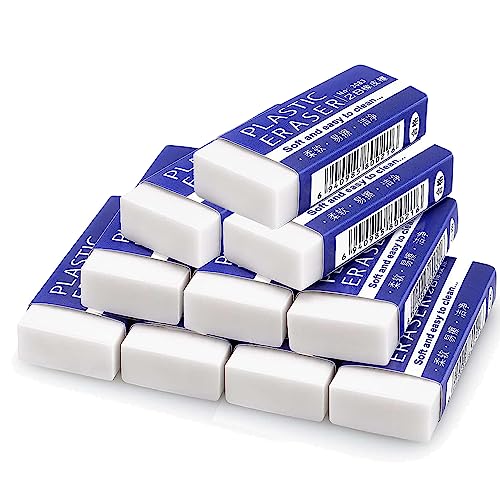 Jc.upin 10 Pcs Eraser-White Erasers Multipack Rubbers Erasers for Kids on School Office Kids Adults Classic Latex Free Plastic Rubber