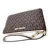 Michael Kors Jet Set Travel Large Top Zip Signature PVC Wristlet Clutch (brown/blush)