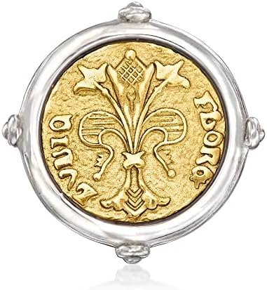 Ross-Simons Italian 2-Tone Sterling Silver Replica Florin Coin Ri...