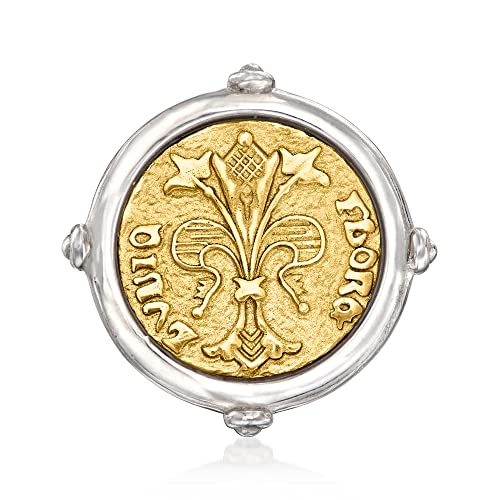 Ross-Simons Italian 2-Tone Sterling Silver Replica Florin Coin Ri...
