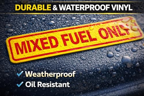 Image of WSQ 2-Pack Mixed Fuel Only Vinyl Sticker Decal Labels Markers For Fuel Tank Gas Can Chainsaw Self Adhesive Sticker Size 6.25 x 1.25 inch