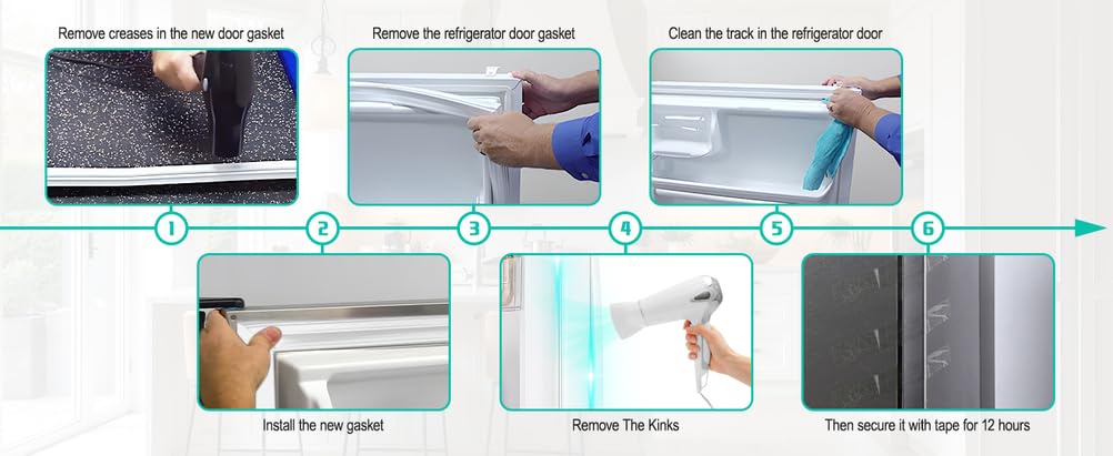 Junta de Puerta de Refrigerador Universal, Reemplazo de Junta de Puerta de Congelador, No Necesita Cortar, Tamaño